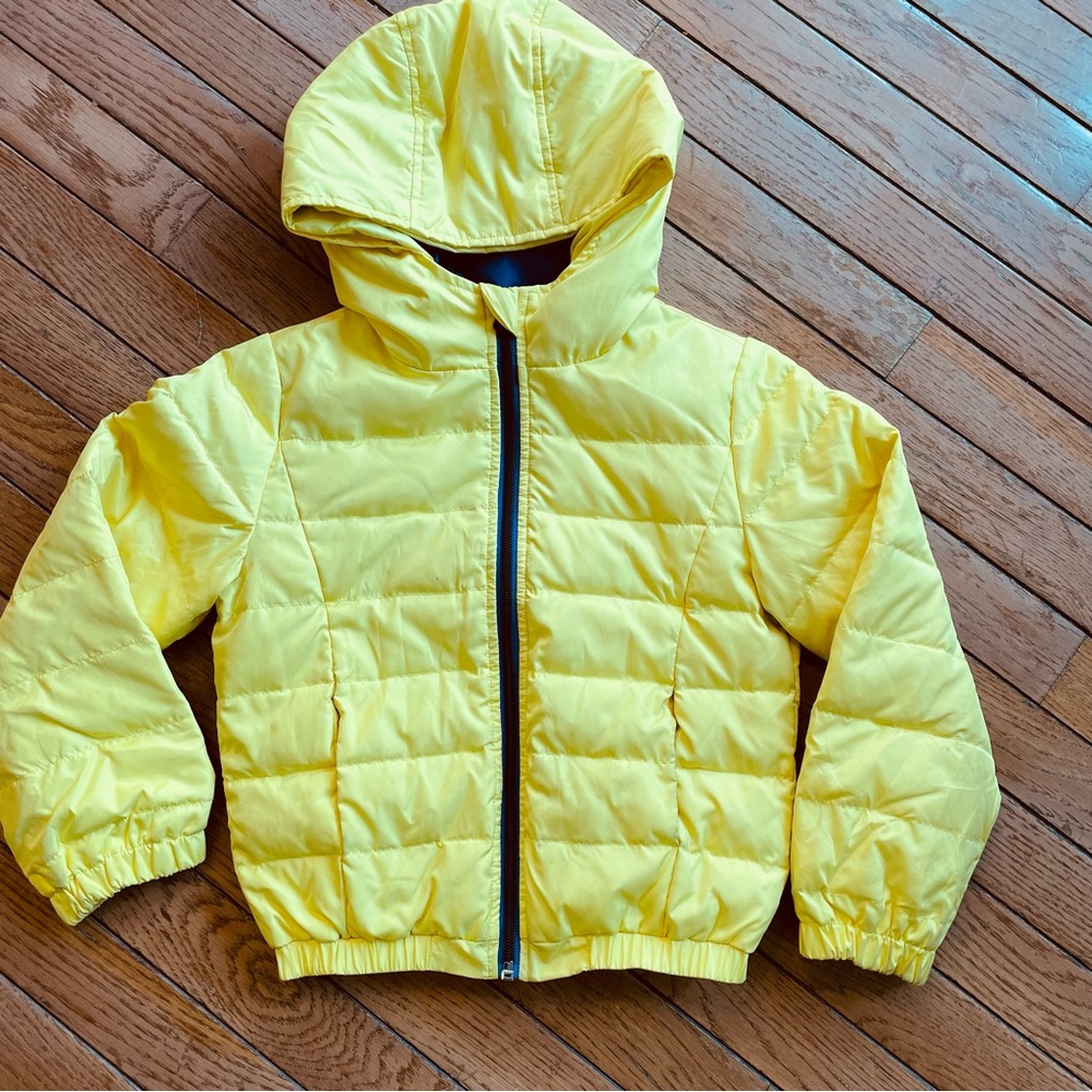 Black Rivet Girls Lightweight Puffer Jacket Bright Yellow Size 3T EUC
